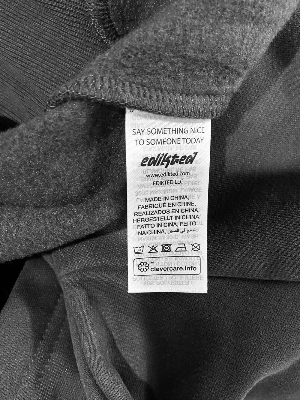 Edikted Dark Gray Hoodie with Pink Sleeve Bows - Picture 7 of 8